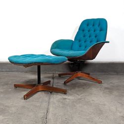 Vintage Mid Century Modern Lounge Chair and Ottoman by Plycraft, c1960s
