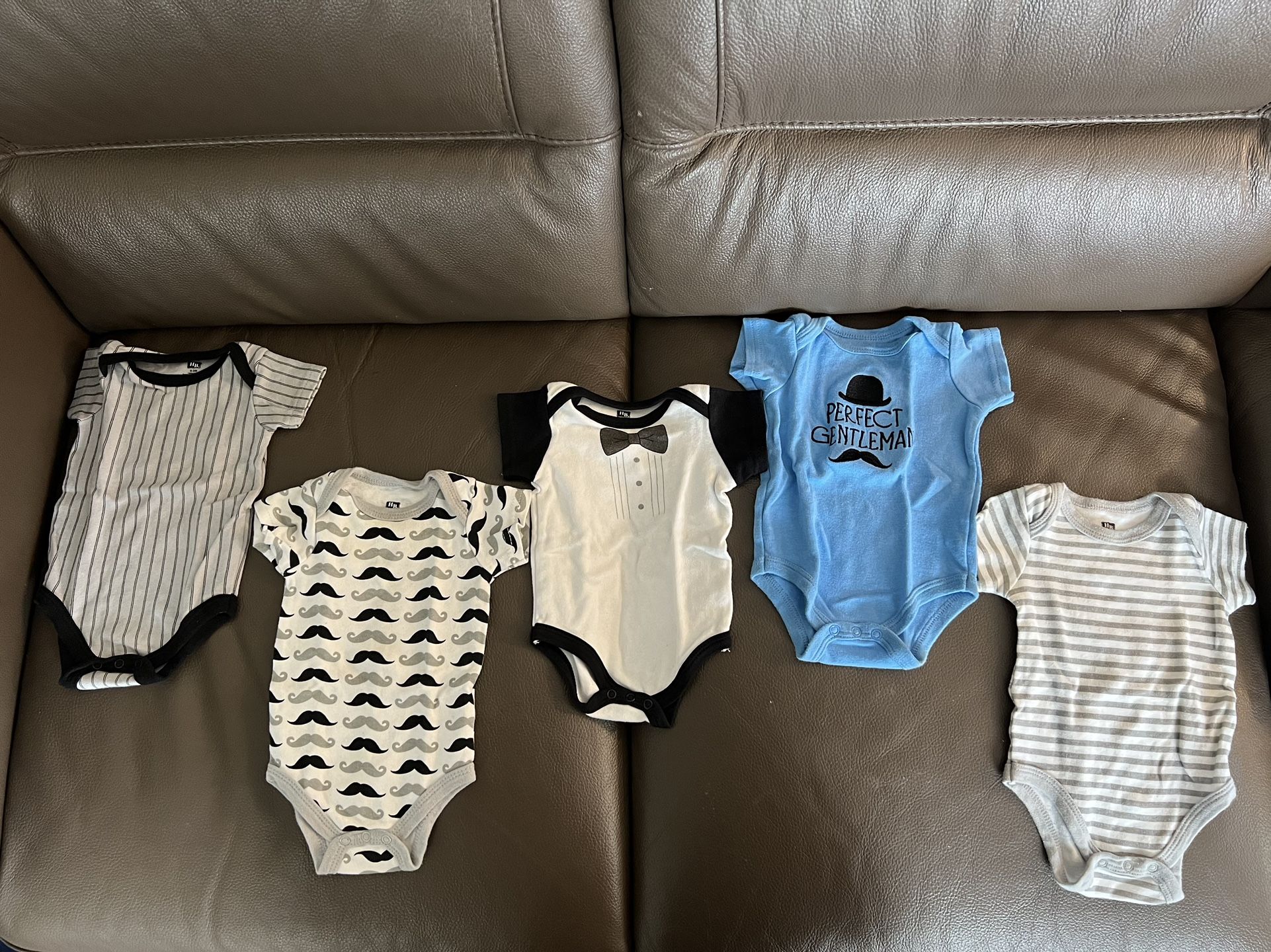 Hudson Baby 5 pack Perfect Gentleman Tuxedo Mustache Cotton Bodysuit Onesies