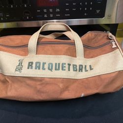 Vintage 1970S 80S Leach Dp Racquetball, Duffel Bag Orange Canvas Barrel Gym Bag