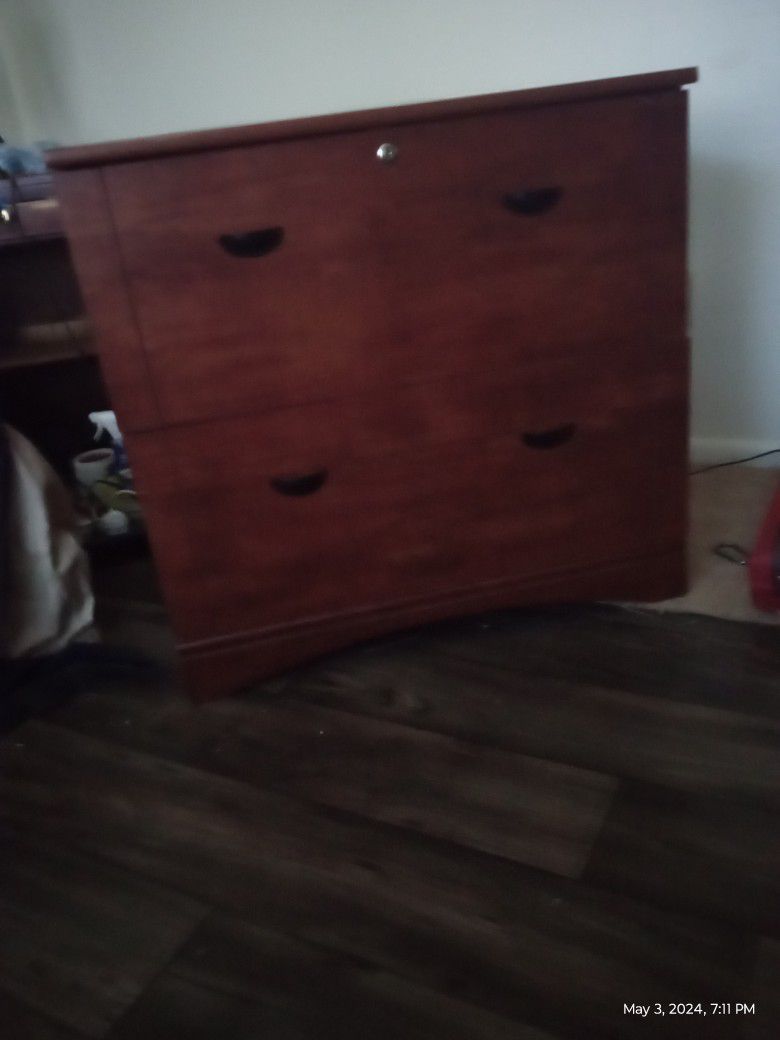 Solid Wood 2 Drawer File Cabinet 