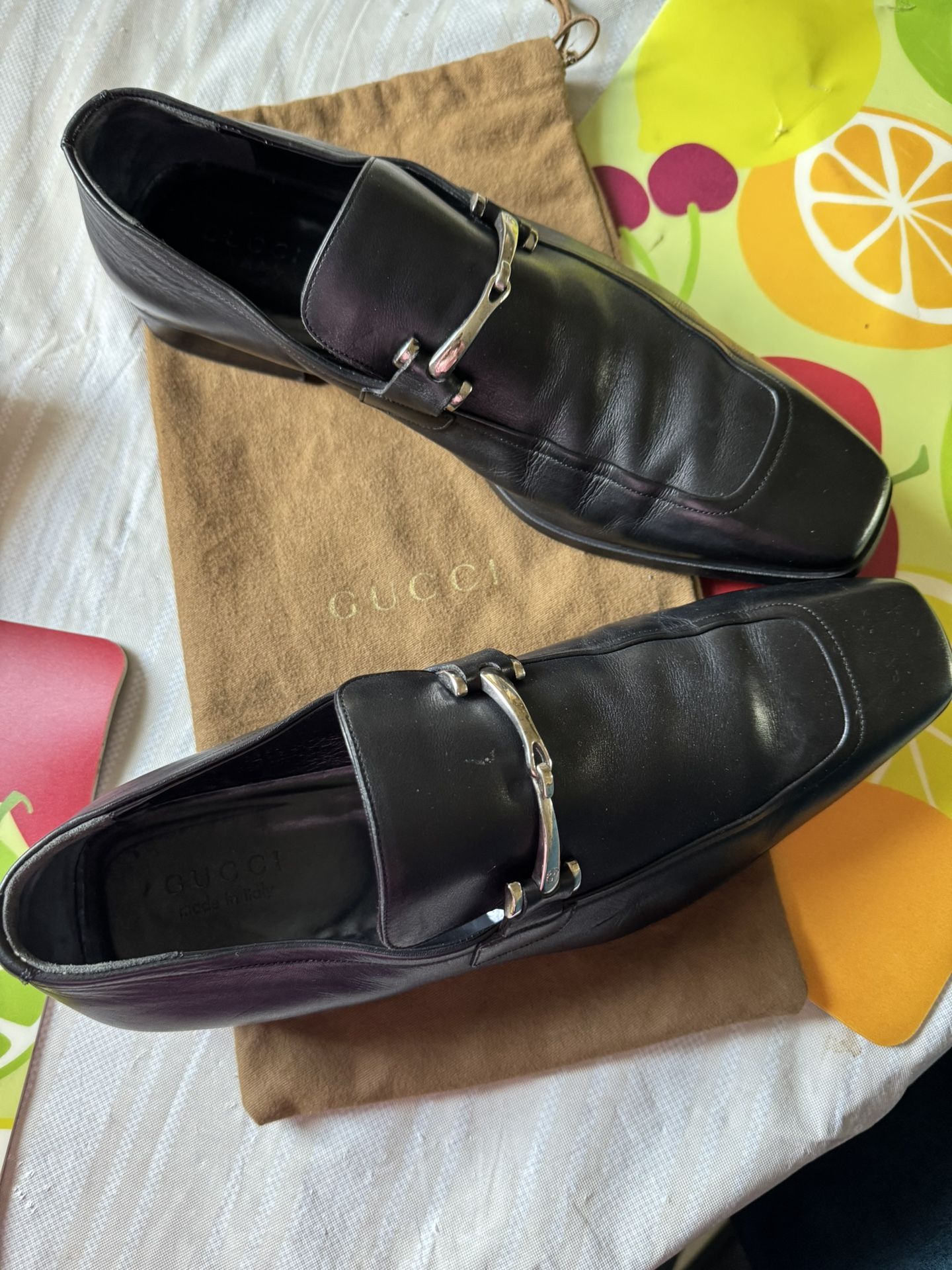 Gucci Black Leather Horsebit Loafers