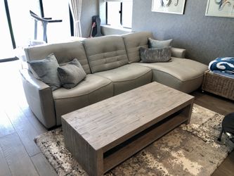 Leather recliner sofa with chaise