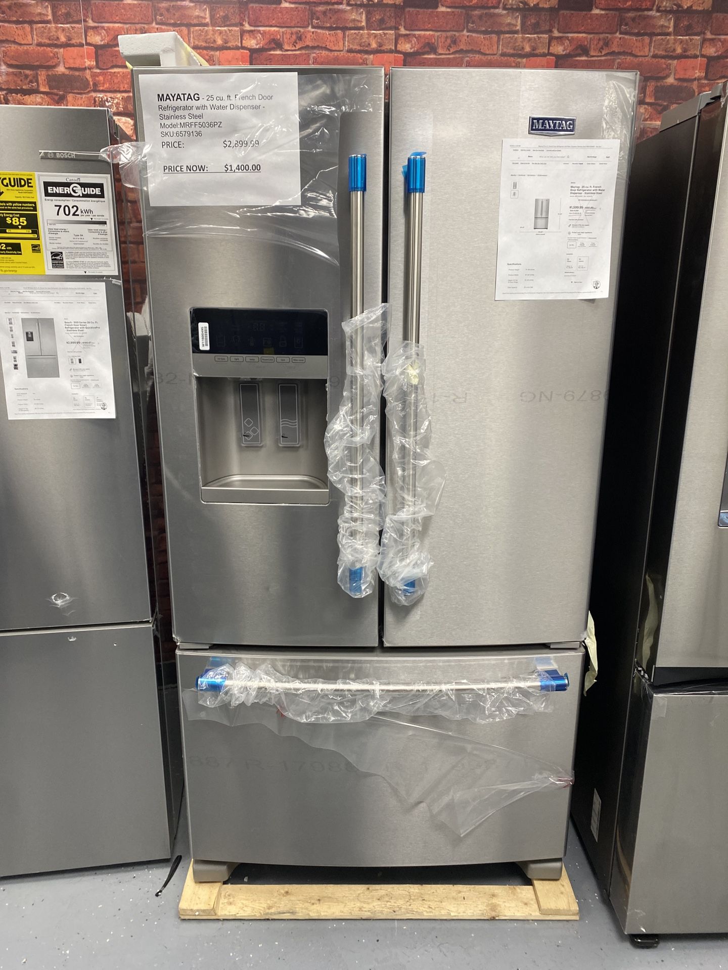 25 Cu. inch wide Maytag French door refrigerator