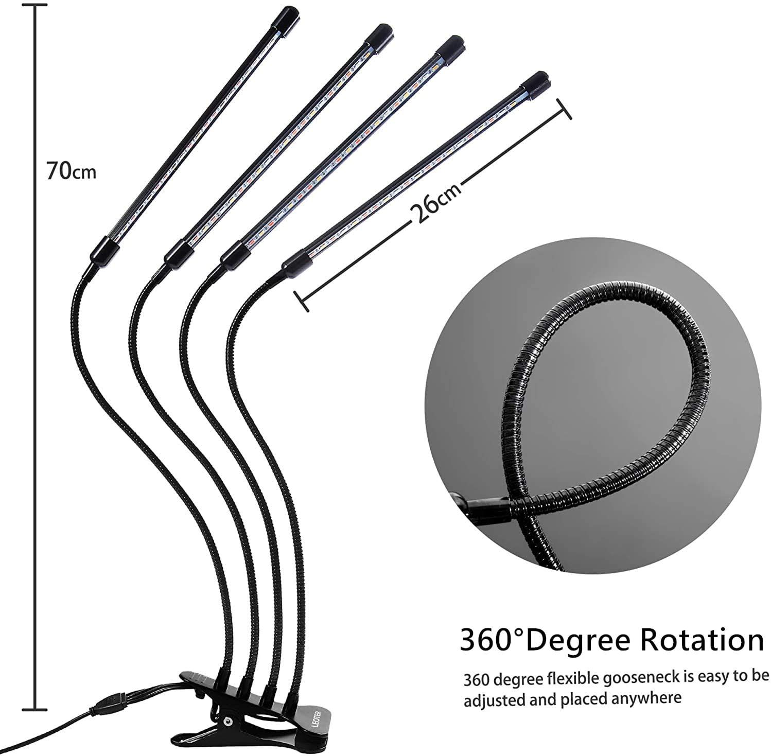Grow Light for Indoor Plants Full Spectrum,LED Grow Lights,80W Full Spectrum Plant Lights with Auto ON/Off 3/9/12H Timer, 9 Dimmable Brightness