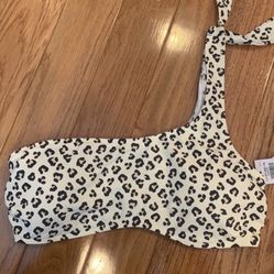 A&F Brand New Cheetah One Shoulder Bikini Top