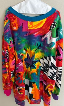 Colorful multi color 3/4 long shirt/dress,XL.