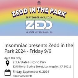 Zedd in the Park (9/6 Friday)