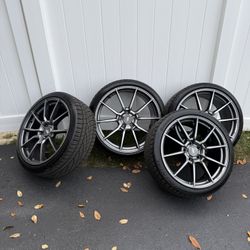 Flow One F6 Gunmetal Staggered 19s & 20s & Tires