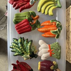 Vintage Ceramic Vegetable Kitchen Wall Plaques~Kitchen Decor