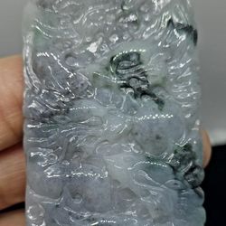 Untreated Burmese Icy Jadeite Jade TypeA Pendant NINE DRAGON. 