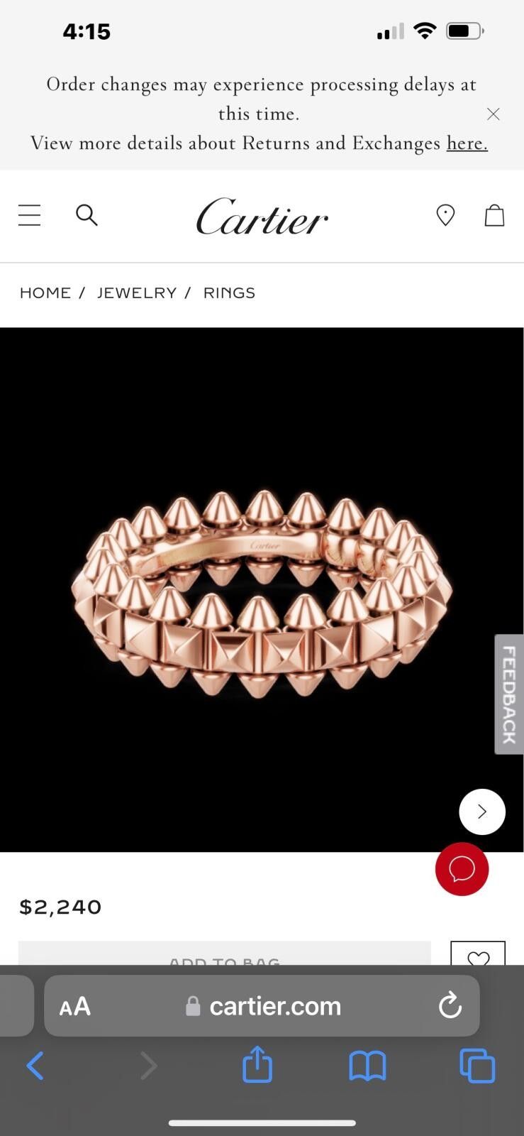Clash De Cartier Ring Size 51mm (5&3/4inch)