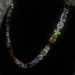 18 k Gold Plated Mixed Stone Necklace 