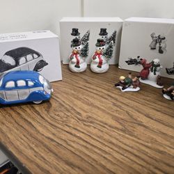 Dept. 56 Snow Village Heritage Snow Children, Classic Car, A Tree for Me