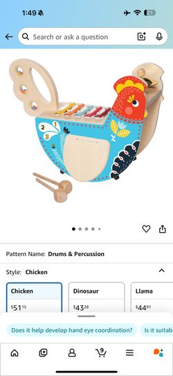 Manhattan Toy Musical Chicken Wooden Instrument for Toddlers with Xylophone, Drumsticks, Cymbal and Maraca