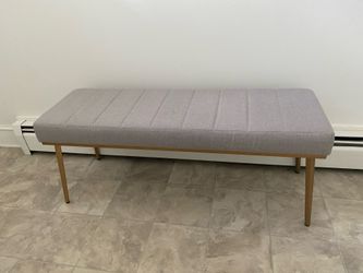Modern Upholstered Bench – Light Gray Fabric