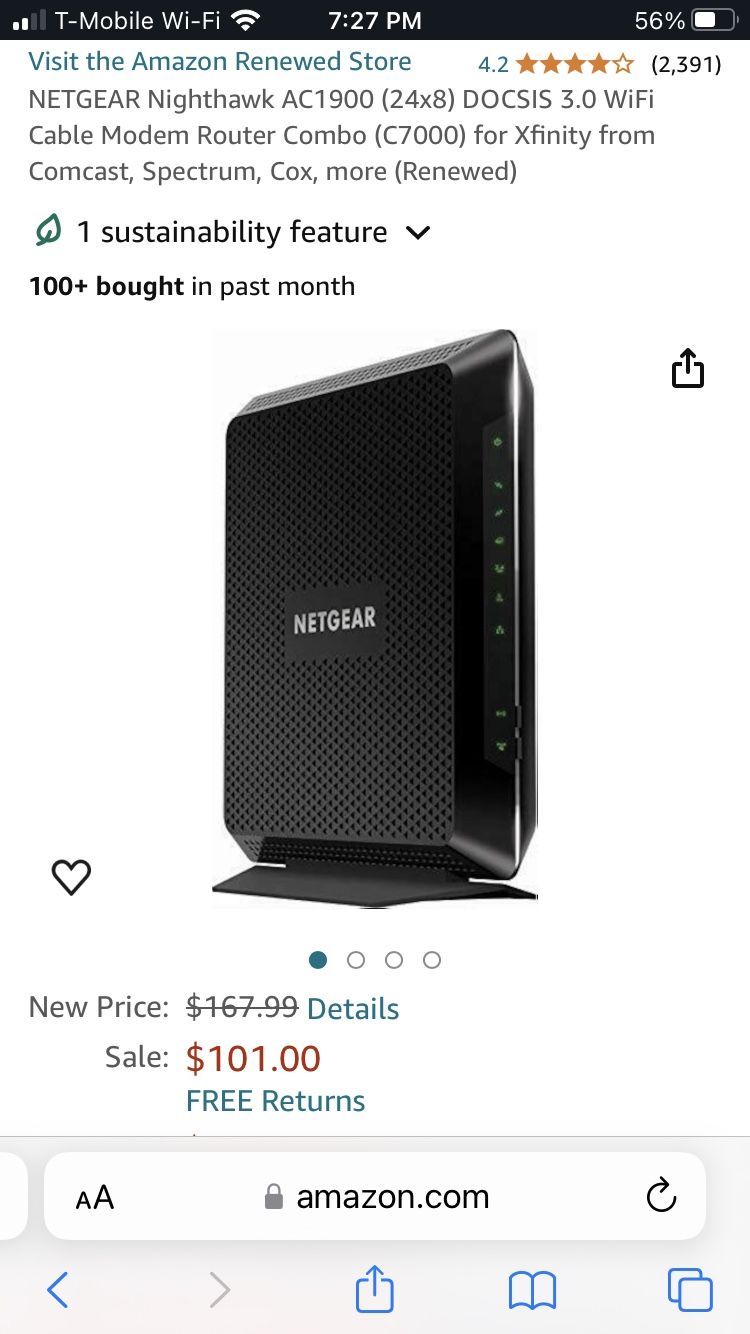 Netgear AC1900 Wifi Cable Modem Router