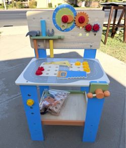 Kids Wooden Toy Workbench with Tools
