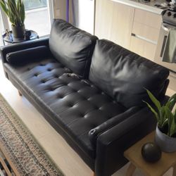 Vegan Leather Square Arm Sofa 69