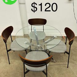 Round Glass Dinning Table With 4 Chairs