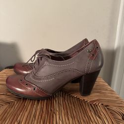 Pikolinos Women's Two-Tone Lace-Up Block Heel Oxford — olive and brown size 36
