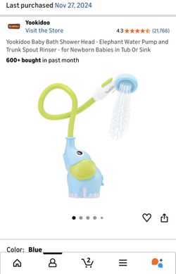 Baby Bath Shower Head - Elephant Water Pump and Trunk Spout Rinser - for Newborn Babies in Tub Or Sink