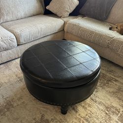 Leather Ottoman With Storage 