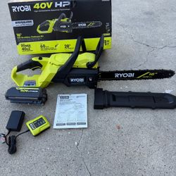 RYOBI 40V HP Brushless 16 in. Battery Chainsaw with 4.0 Ah Battery and Charger