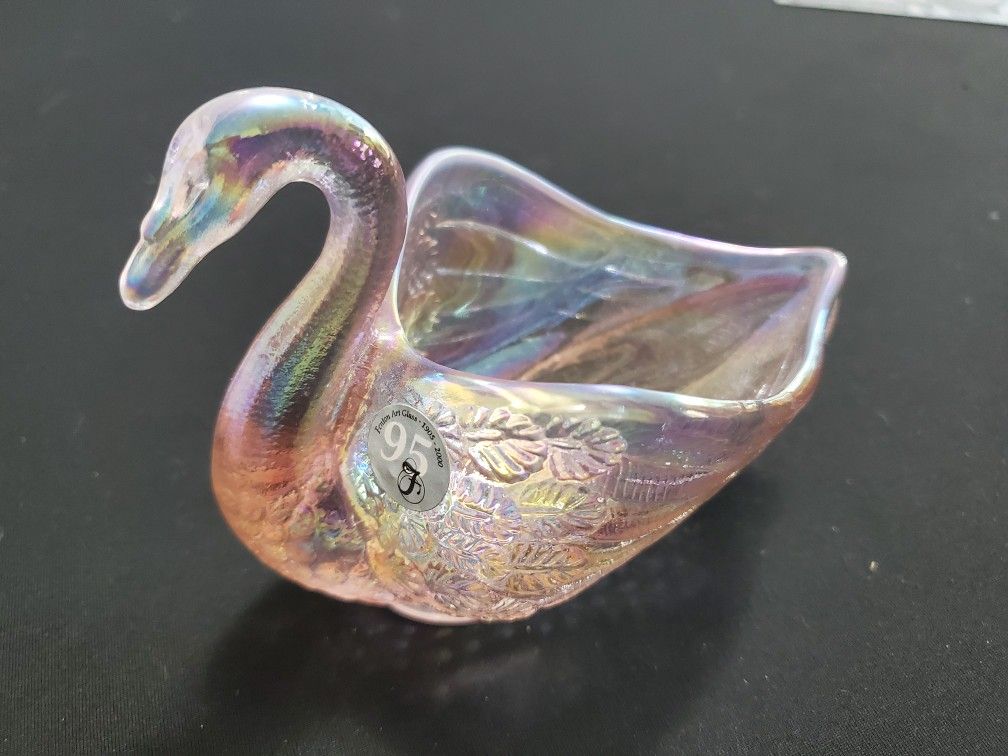 Fenton Pink Opal Essense Swan Anniversary Edition