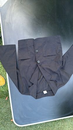 Black Button-Up Shirt with Chest Pockets