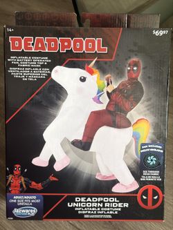 Marvel Deadpool Unicorn Rider Inflatable Costume – Adult One Size – NEW