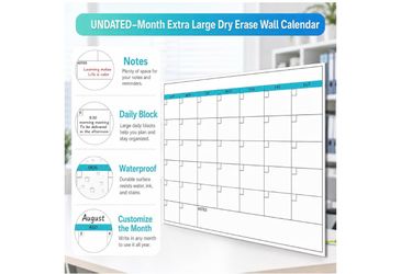 Dry Erase Calendar for Wall - 38" × 58" Extra Large White Board Calendar