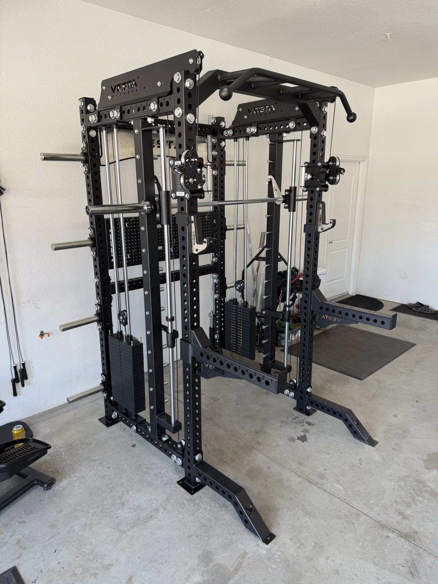PRO SERIES Ultimate 3-1 Half Rack Functional Trainer w/Smith Machine Bar | 400lb Stack | Gym Equipment | Fitness | Commercial | Squat Rack