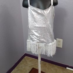 Silver child large fringe dance costume 
