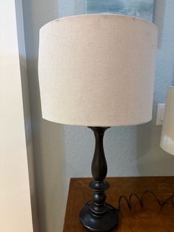 Table Lamp with Linen Drum Shade