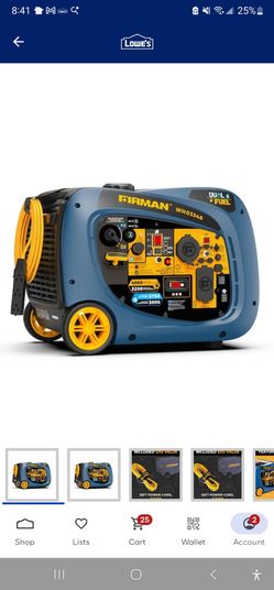 Firman Electric Start 4000 Starting / 3200 Running Watt Gas and Propane Dual Fuel Inverter Generator