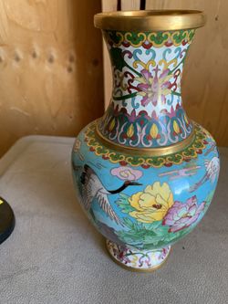 Reduced - Cloisonné vase 10.5” X 5.5” 
