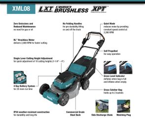 Makita Cordless Lawn Mower xml08 36v 21 inch TOOL ONLY Brand New