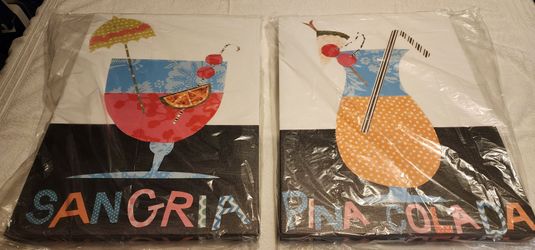CANVAS ART - REGINA MOORE ' MIX ME A DRINK V AND VI -  NEW