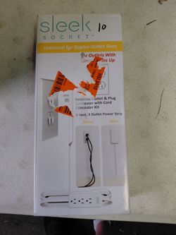 Sleek socket 8 foot 3 outlet flat plug extension cord