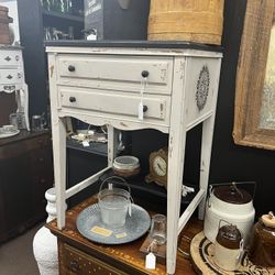 Vintage Painted Sewing Cabinet Side Table