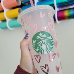 Starbucks Reusable Cup Full Hearts Wrap Tumbler | STARBUCKS CUP | Hearts Tumbler