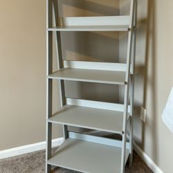 Light Grey Wooden Ladder Shelf 