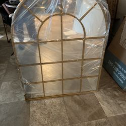 Large Gold Arched Mirror  28 in. H x 41.5 in.