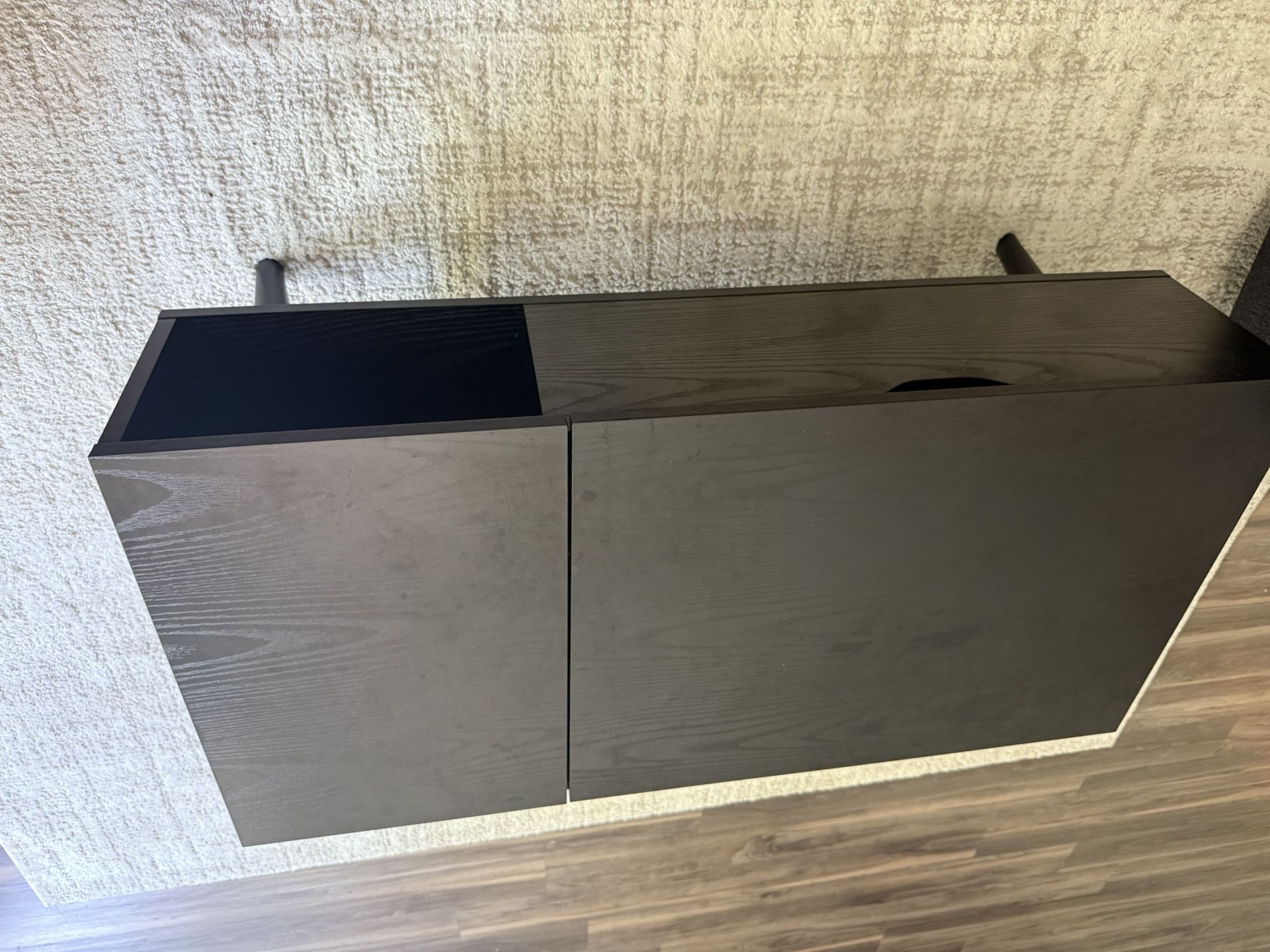 Modern Black Wood Coffee Table with Hidden Storage – Gently Used