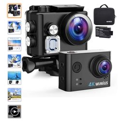 Action Camera 4K HD Sports Camcorder 40M Underwater Cameras WiFi Waterproof Cam 170° Wide Angle Sony Sensor 2" LCD Screen 2 Rechargeable Batteries an