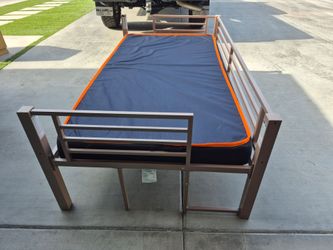 Twin Size Metal platform bed frame with mattress in good condition