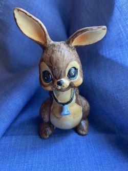 Bunny Rabbit Figurine with Blue Bell