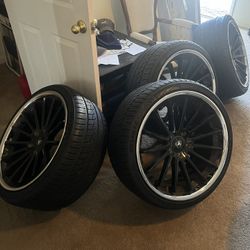 22 “ Asanti Black Rims With Chrome Lip.. Tires Brand New