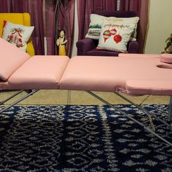 Portable Massage/Tattoo Table with adjustable legs, face cradle, & two different armrests