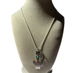 SS925 Vintage Native Cat Pendant Necklace